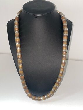 Vintage Tribal Brown and Silver Bead Necklace - Women Jewelry
